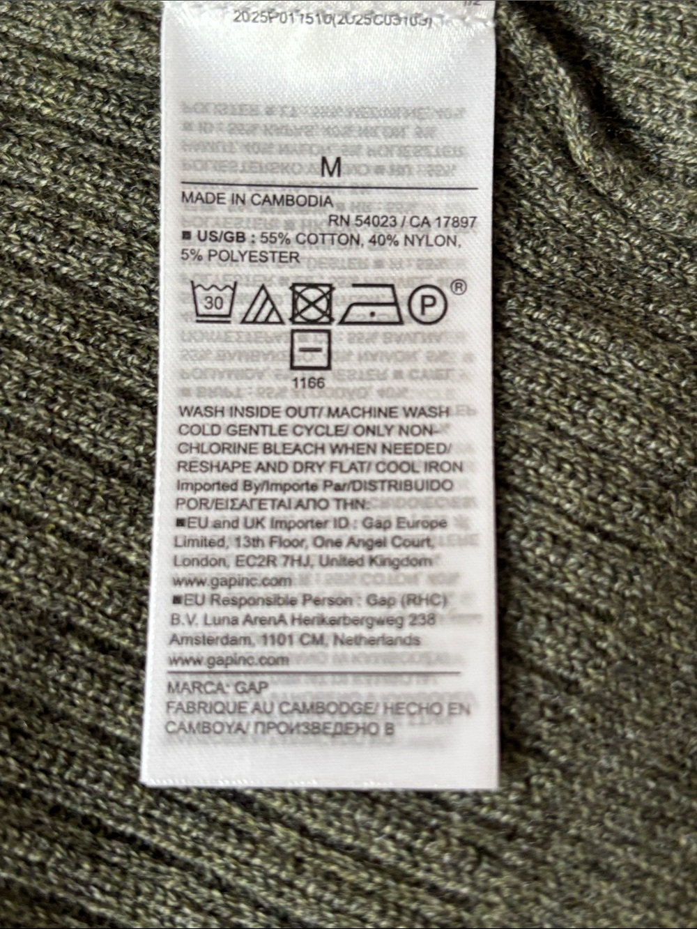 GAP Factory long Olive Shaker stitch Open Cardigan with Pockets - Picture 3 of 5